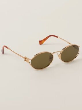 Miu Miu Gold Frame with Tortoiseshell Accents Sunglasses